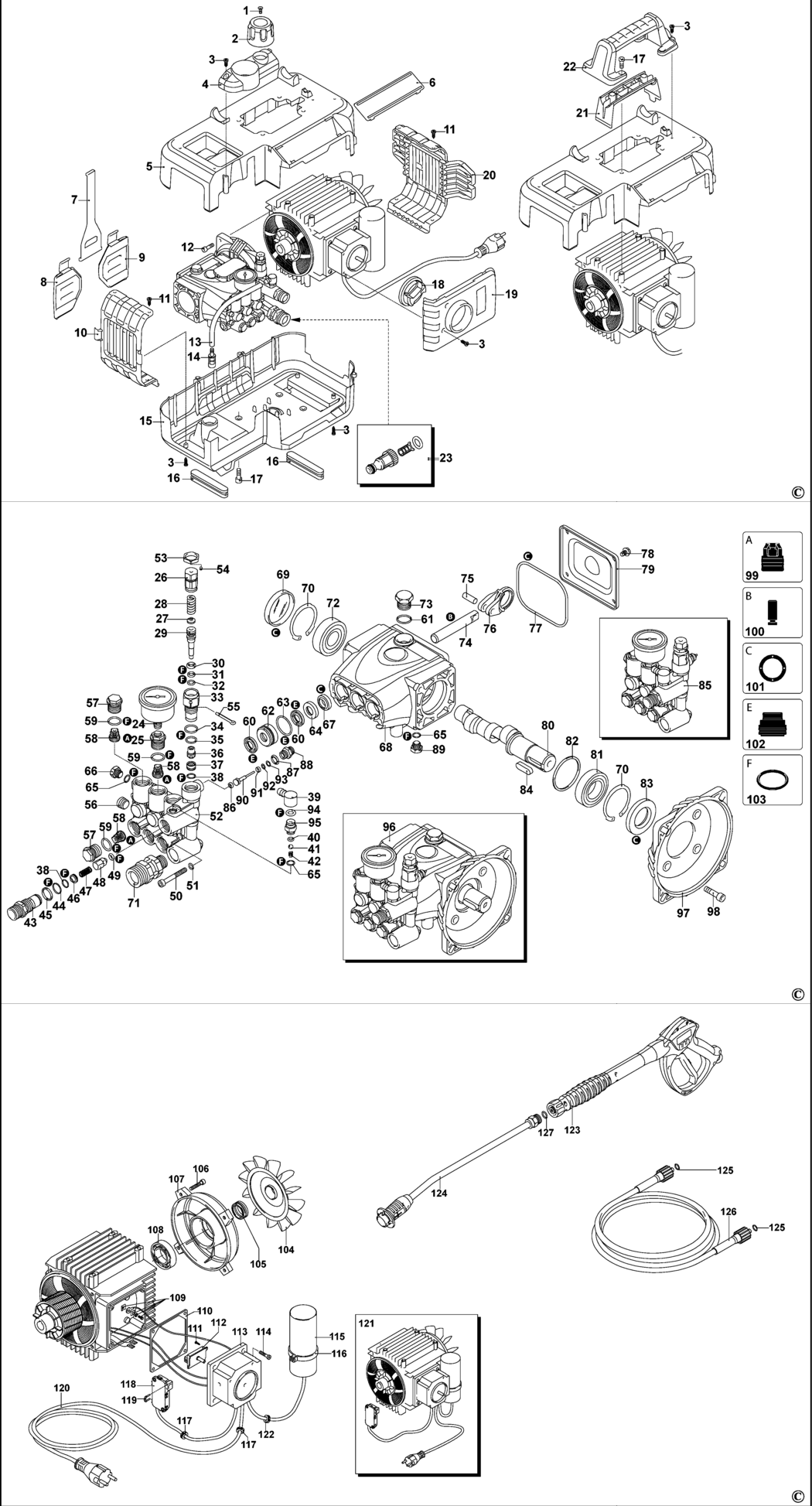 Dewalt DXPW003CE Type 1 Pressure Washer Spare Parts