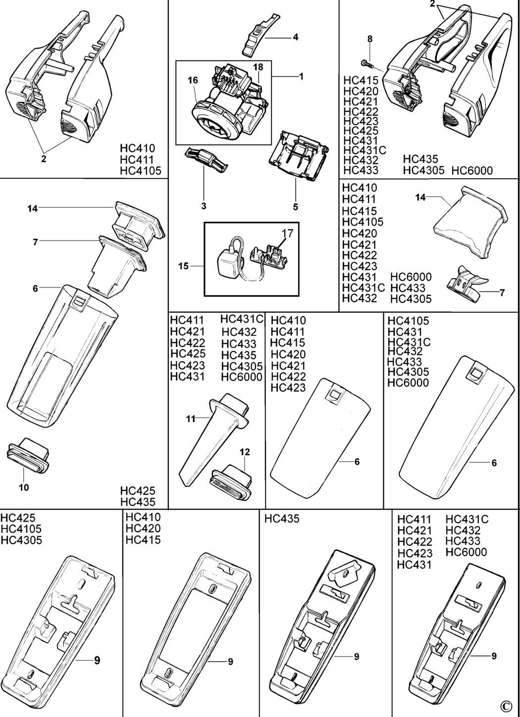 Black & Decker HC420 Type 3 Dustbuster Spare Parts