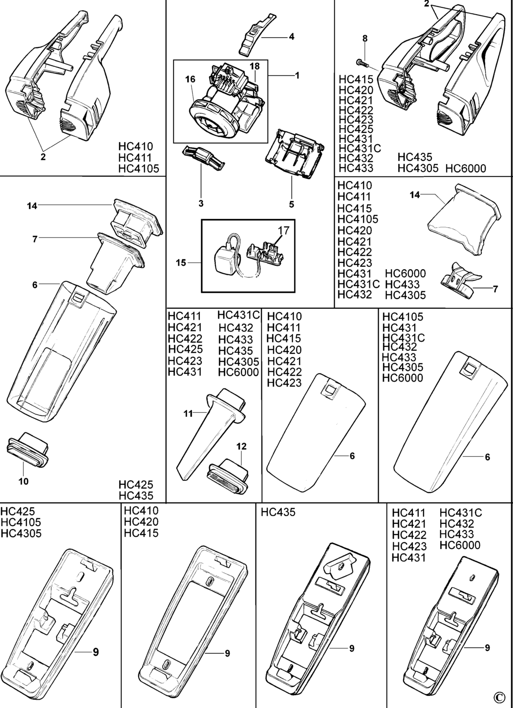 Black & Decker HC431 Type 2 Dustbuster Spare Parts