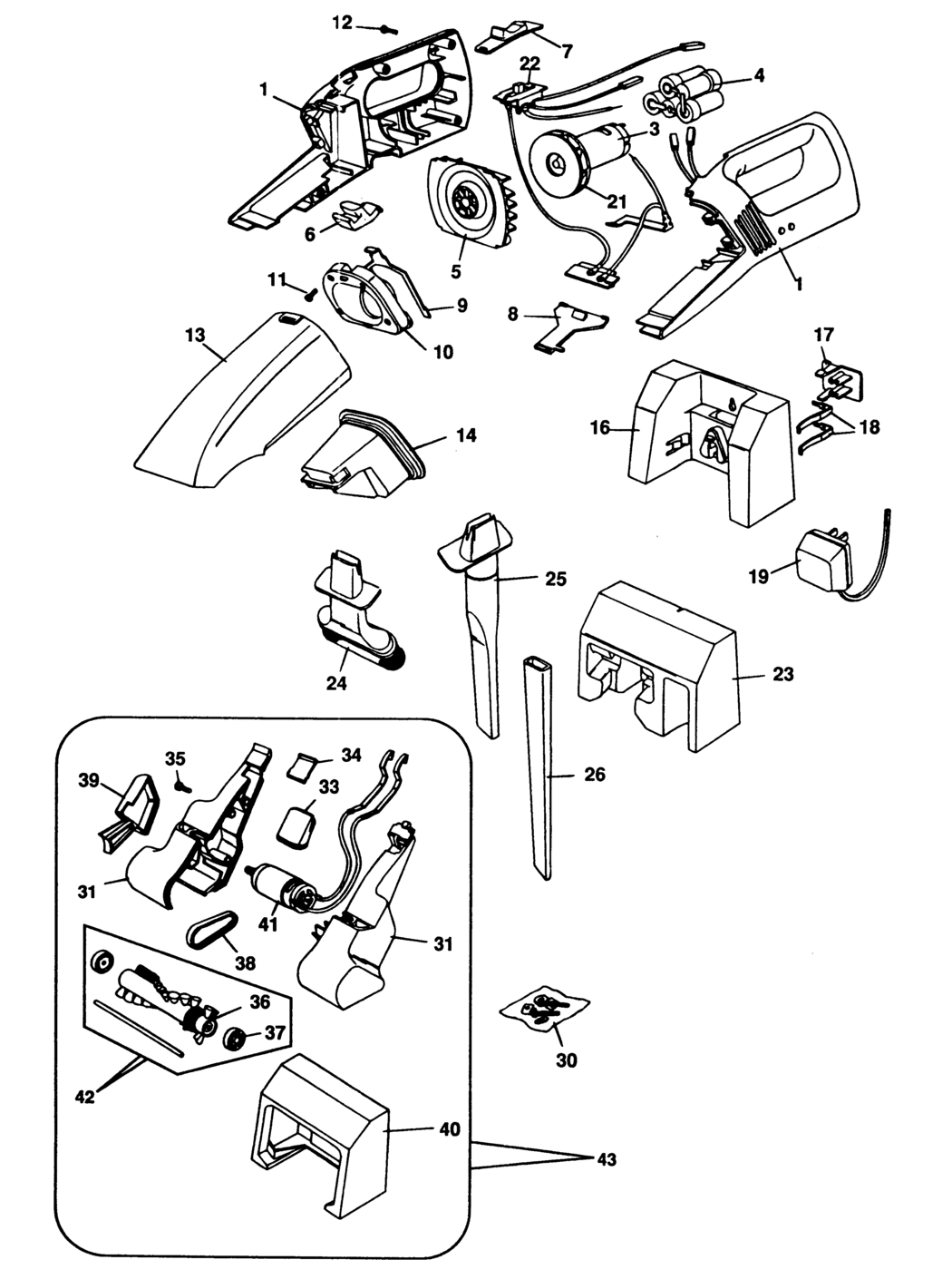 Black & Decker DB5500 Type 1 Powerbrush Spare Parts