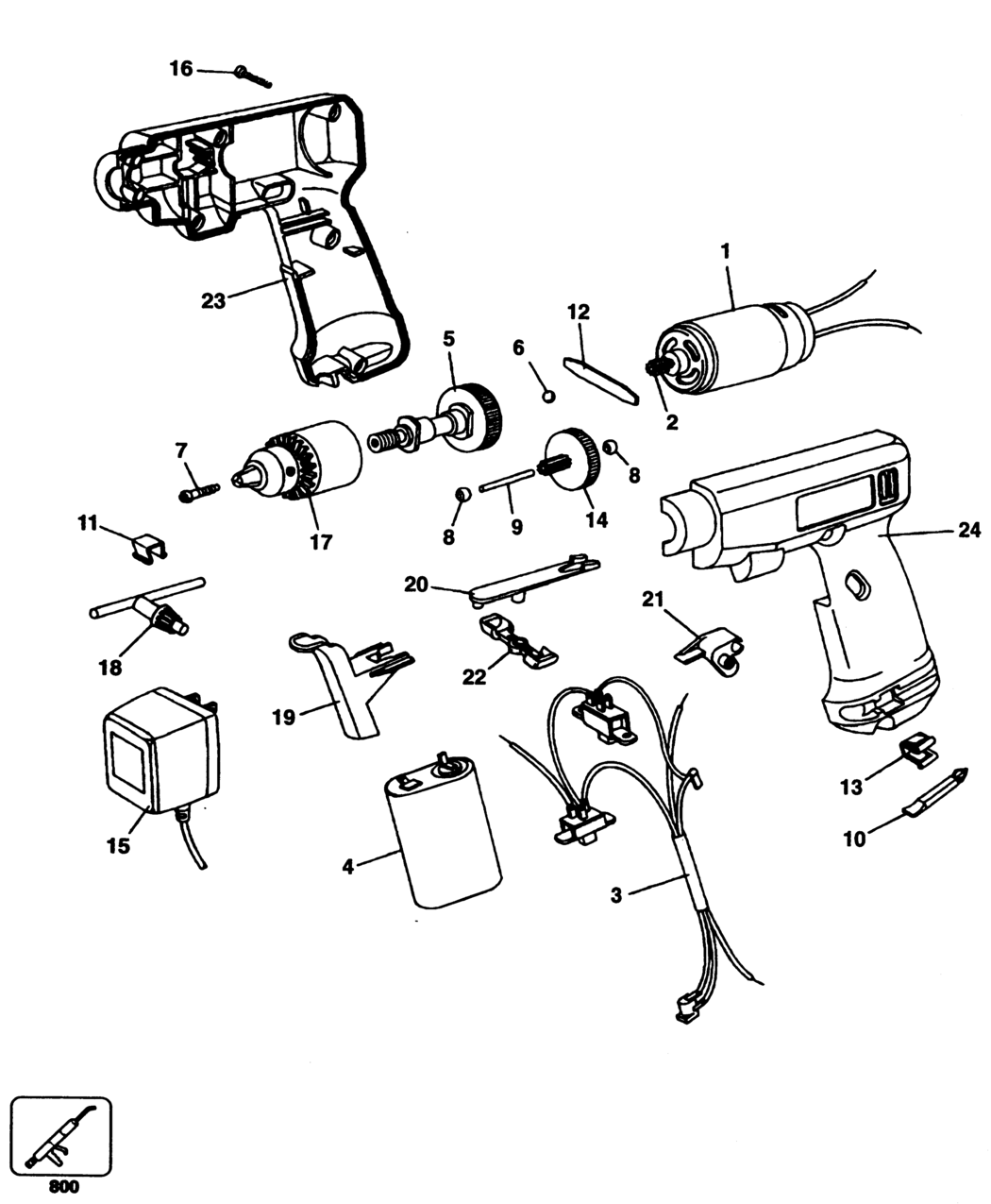 Black & Decker 9045 Type 3 Cordless Drill Spare Parts