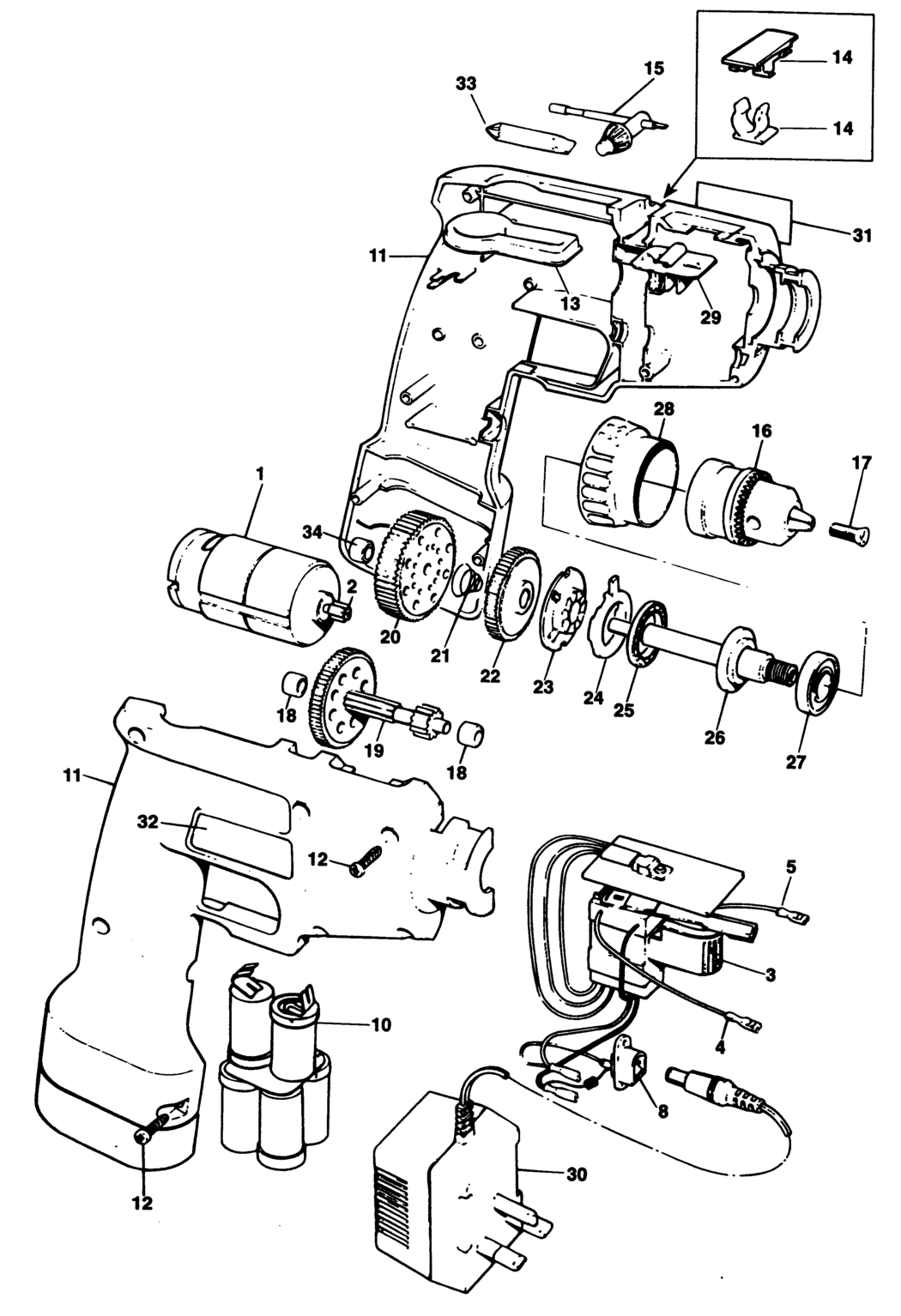 Black & Decker BD602 Type 1 Cordless Drill Spare Parts