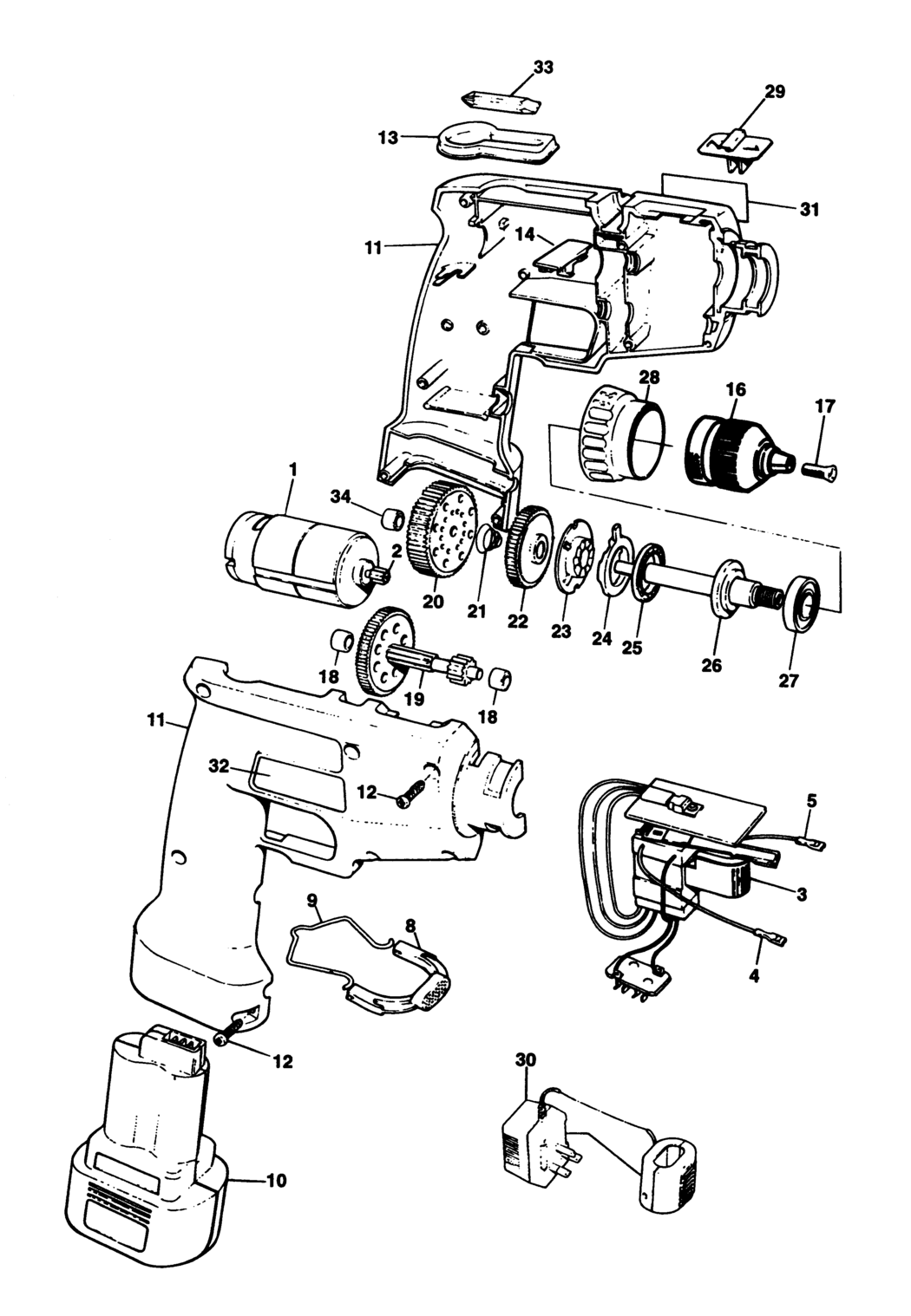 Black & Decker SPEC275 Type 1 Cordless Drill Spare Parts