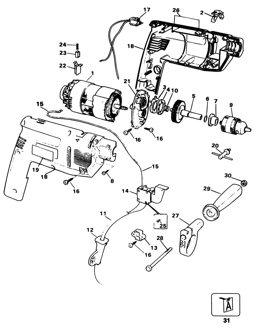 Black & Decker BD160 Type 1 Drill Spare Parts