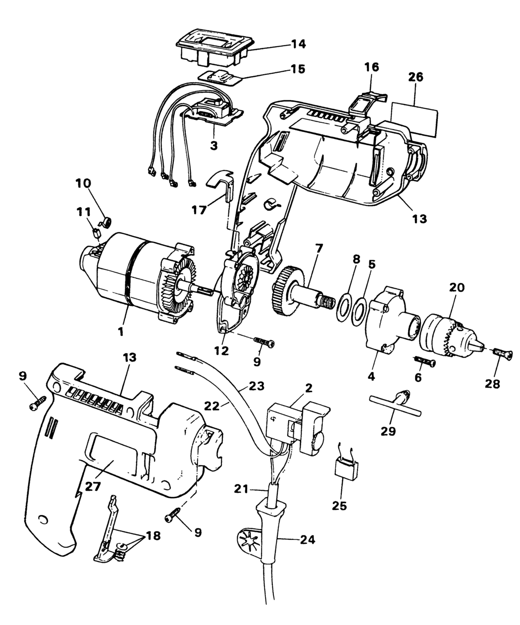 Black & Decker CP380RE Type 1 Drill Spare Parts