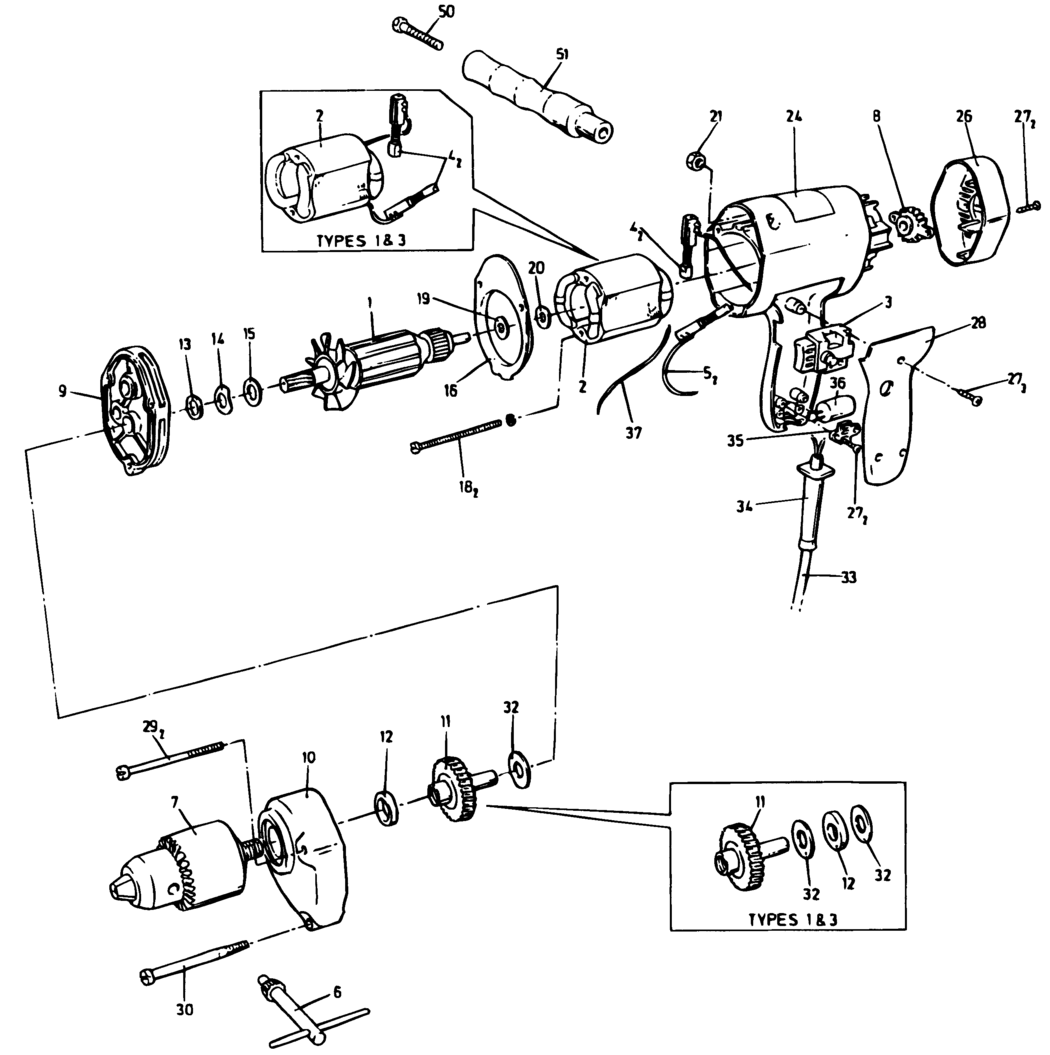 Black & Decker DRILLS----A Type 1 Drill Spare Parts