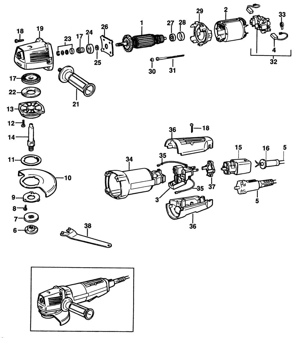 Black & Decker BD11 Type 2 Angle Grinder Spare Parts