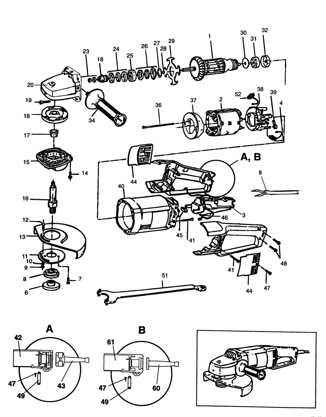 Black & Decker BD1823 Type 1 Angle Grinder Spare Parts