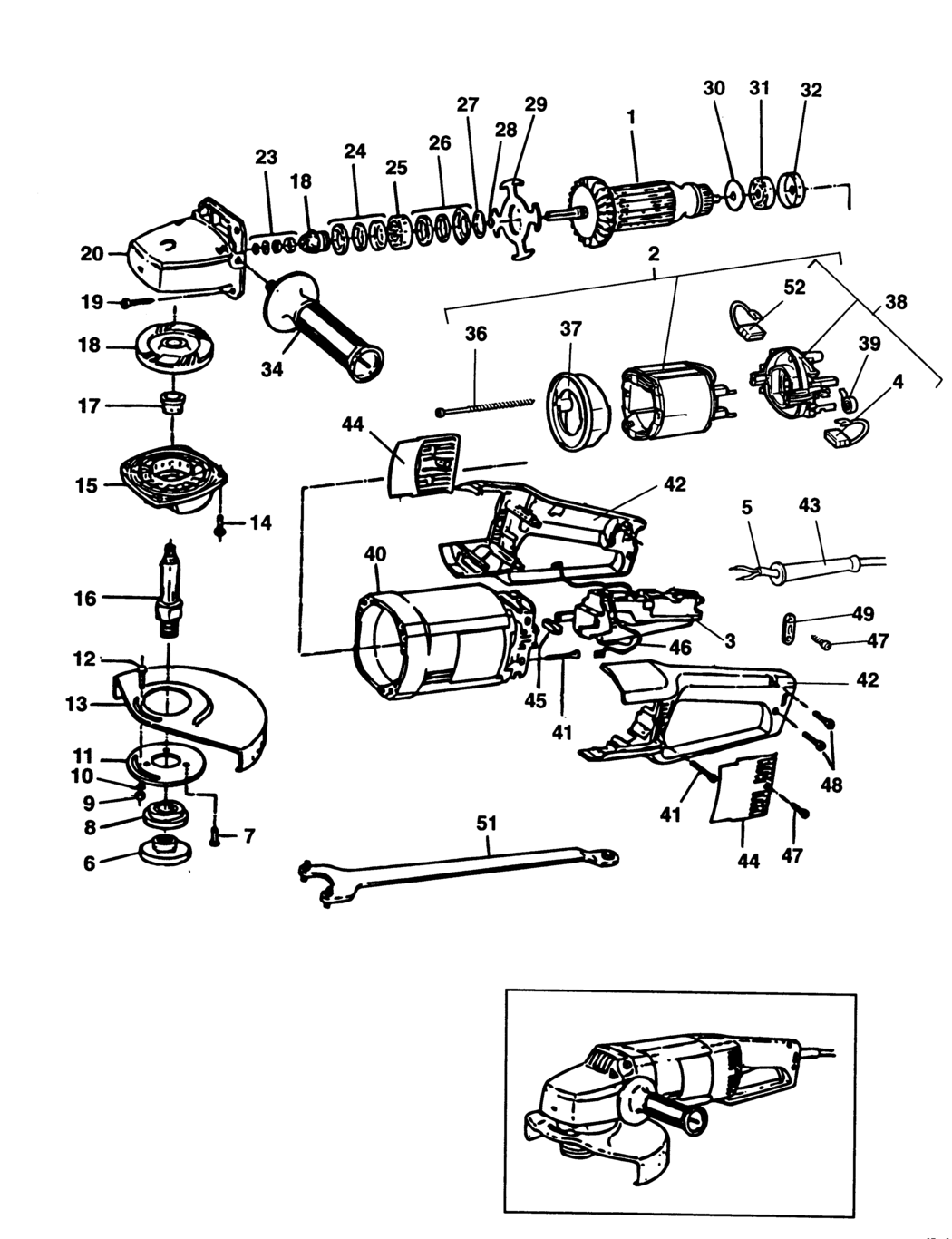 Black & Decker KG2023 Type 1 Angle Grinder Spare Parts