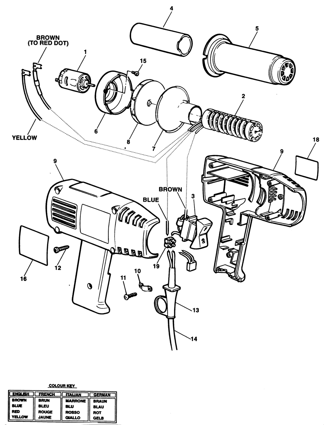 Black & Decker BD1602 Type 3 Heatgun Spare Parts