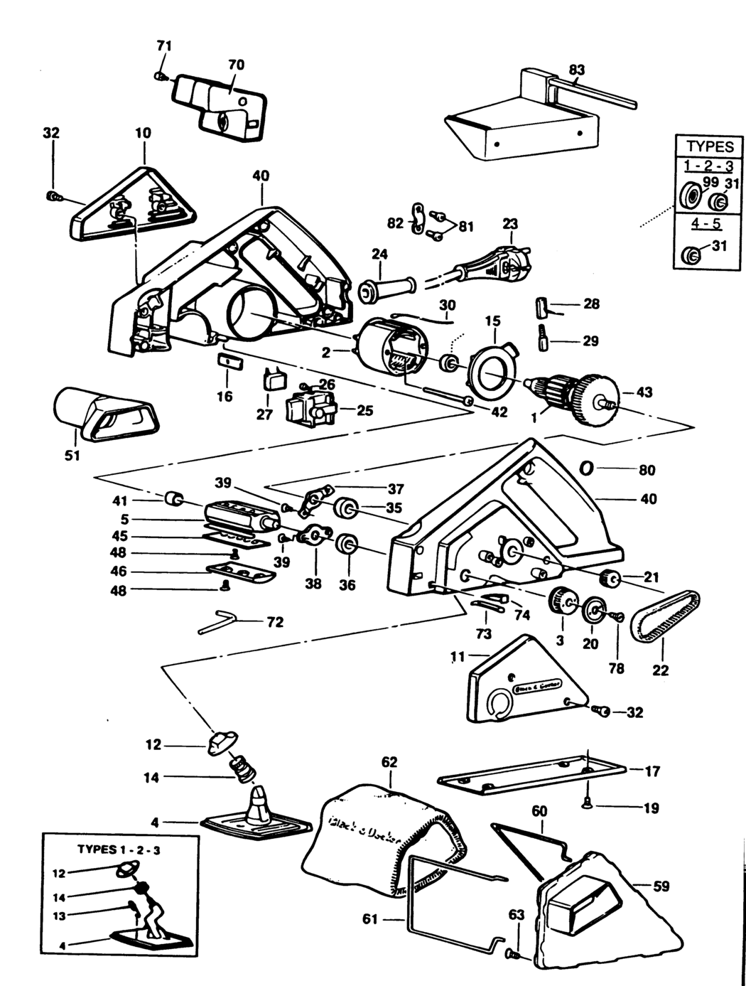 Black & Decker BD710 Type 1 Planer Spare Parts