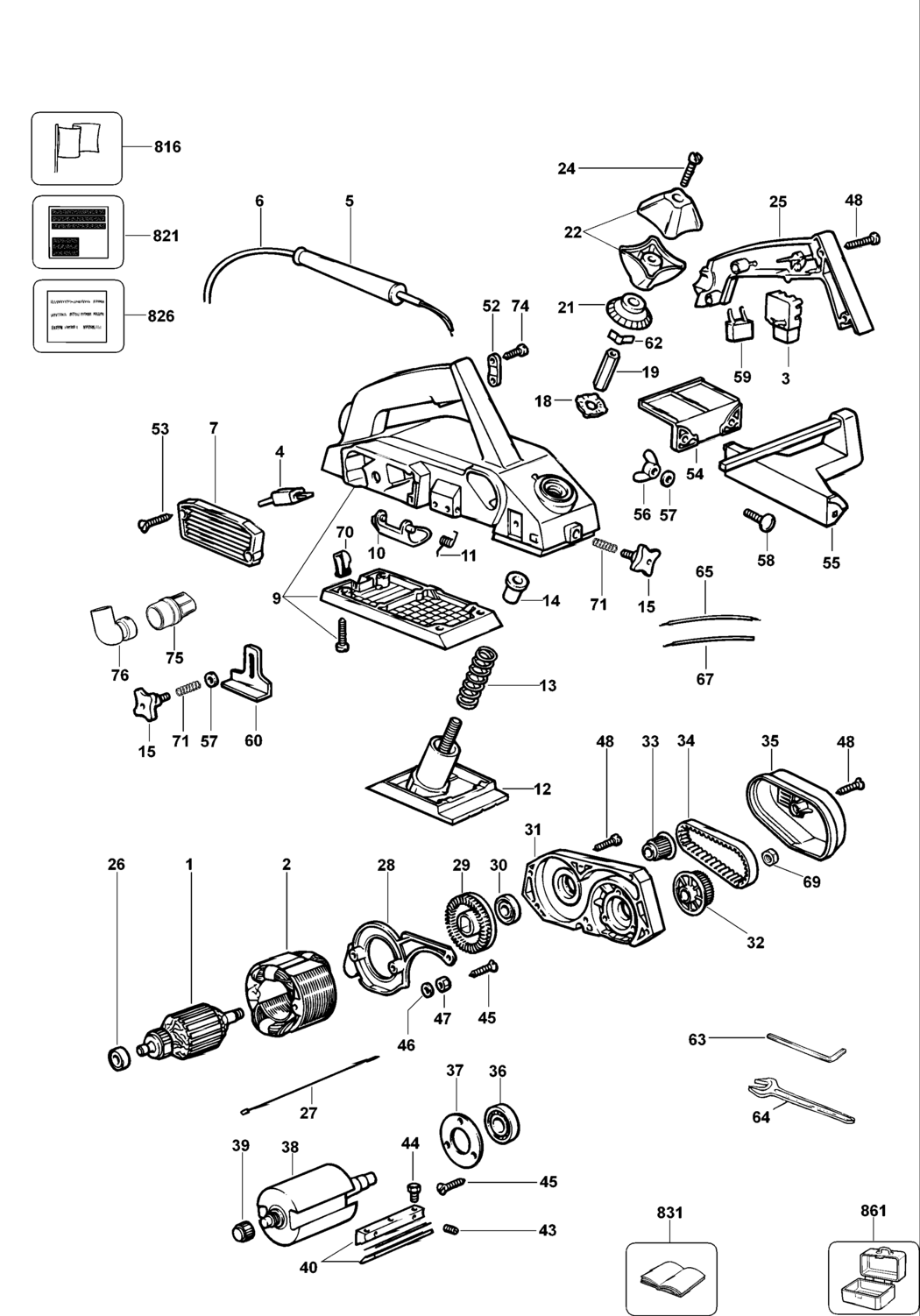 Black & Decker D675-04 Type 1 Planer Spare Parts