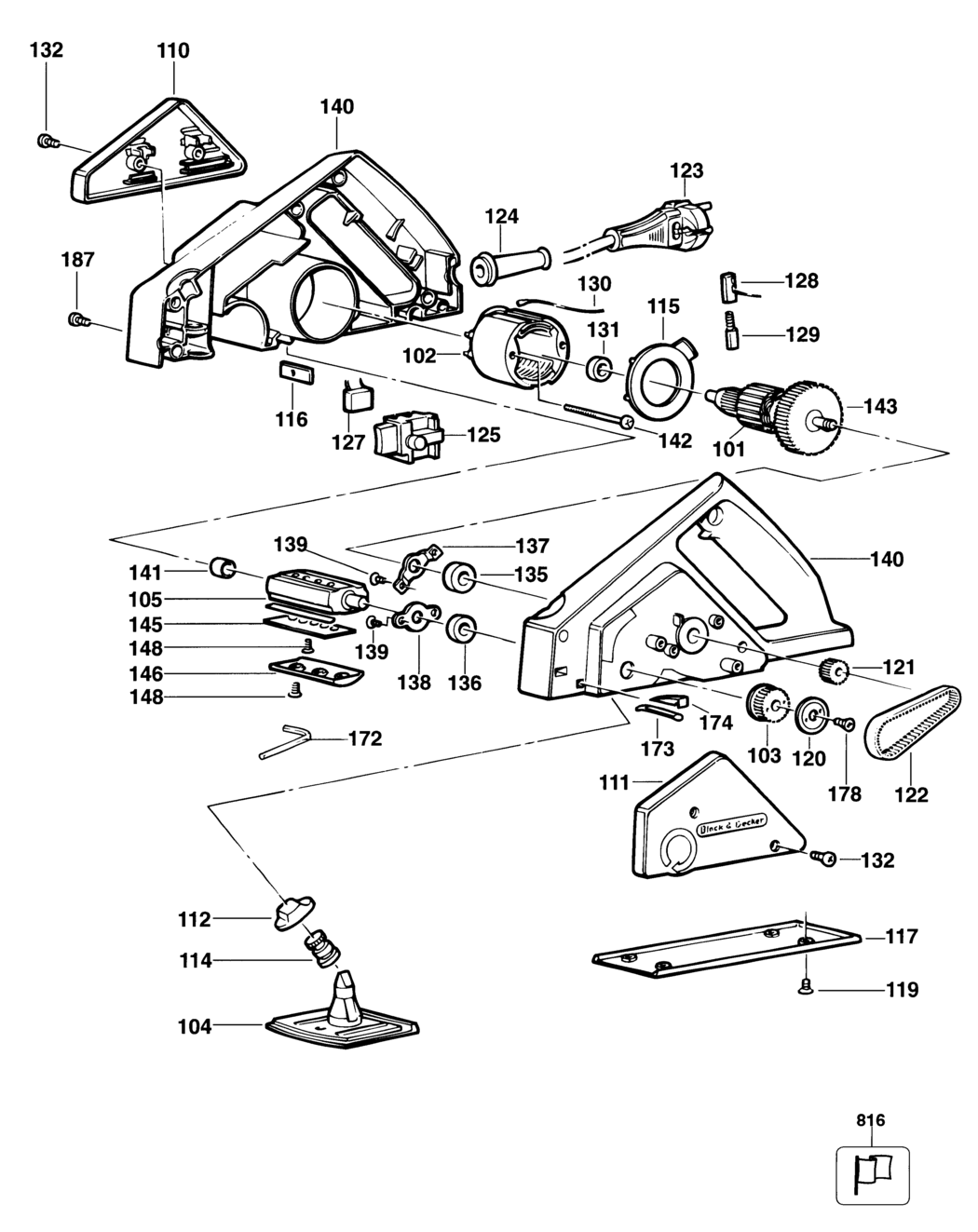Black & Decker KW710 Type 2 Planer Spare Parts