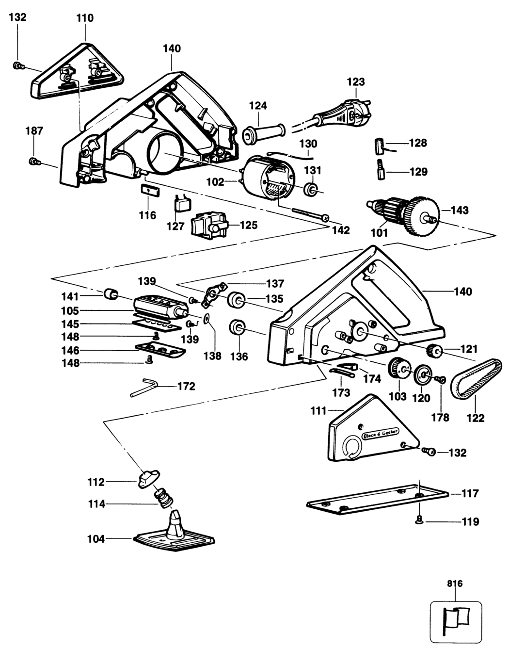 Black & Decker KW710 Type H2A Planer Spare Parts