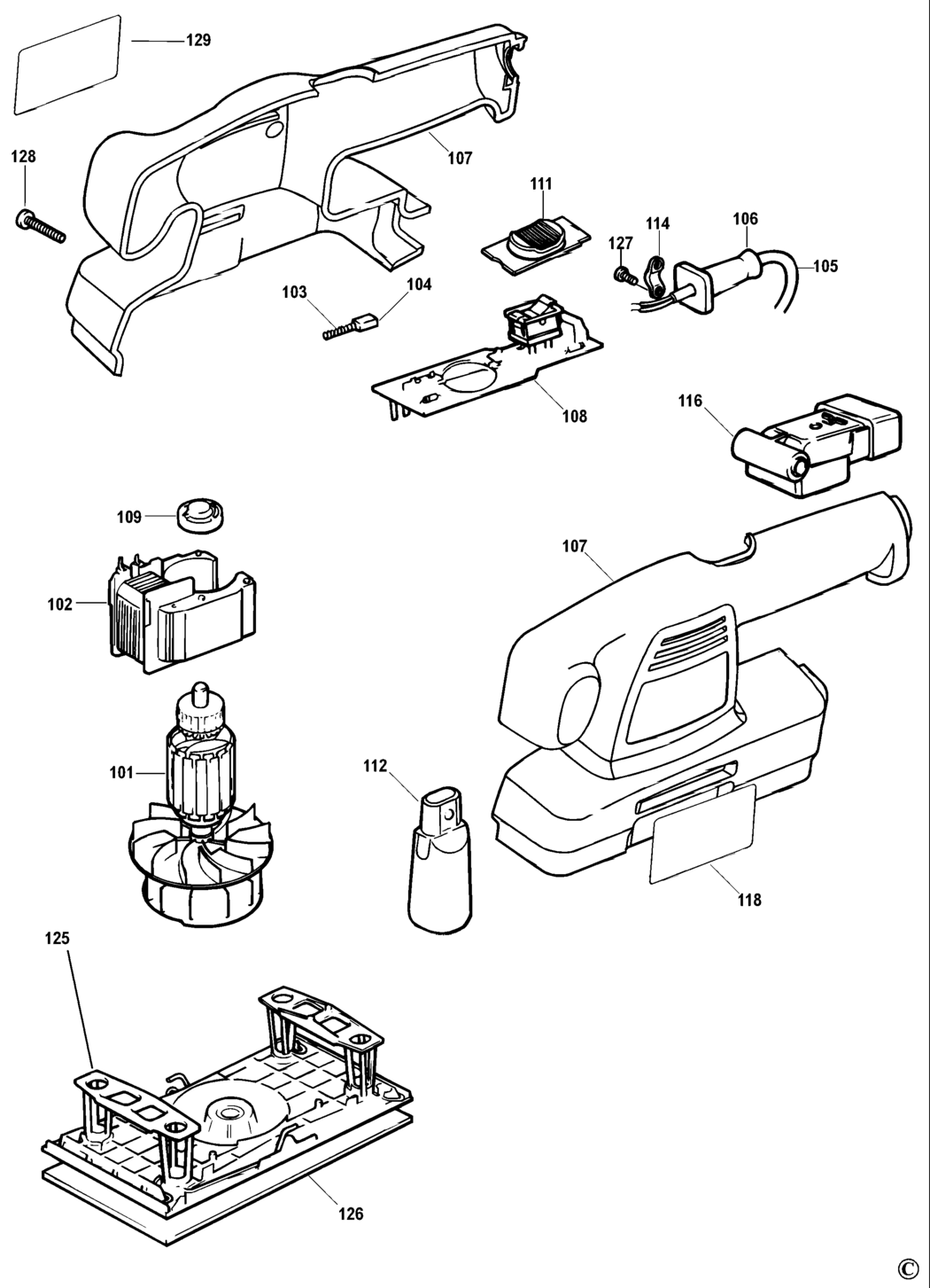 Black & Decker CD400 Type 1 Orbital Sander Spare Parts