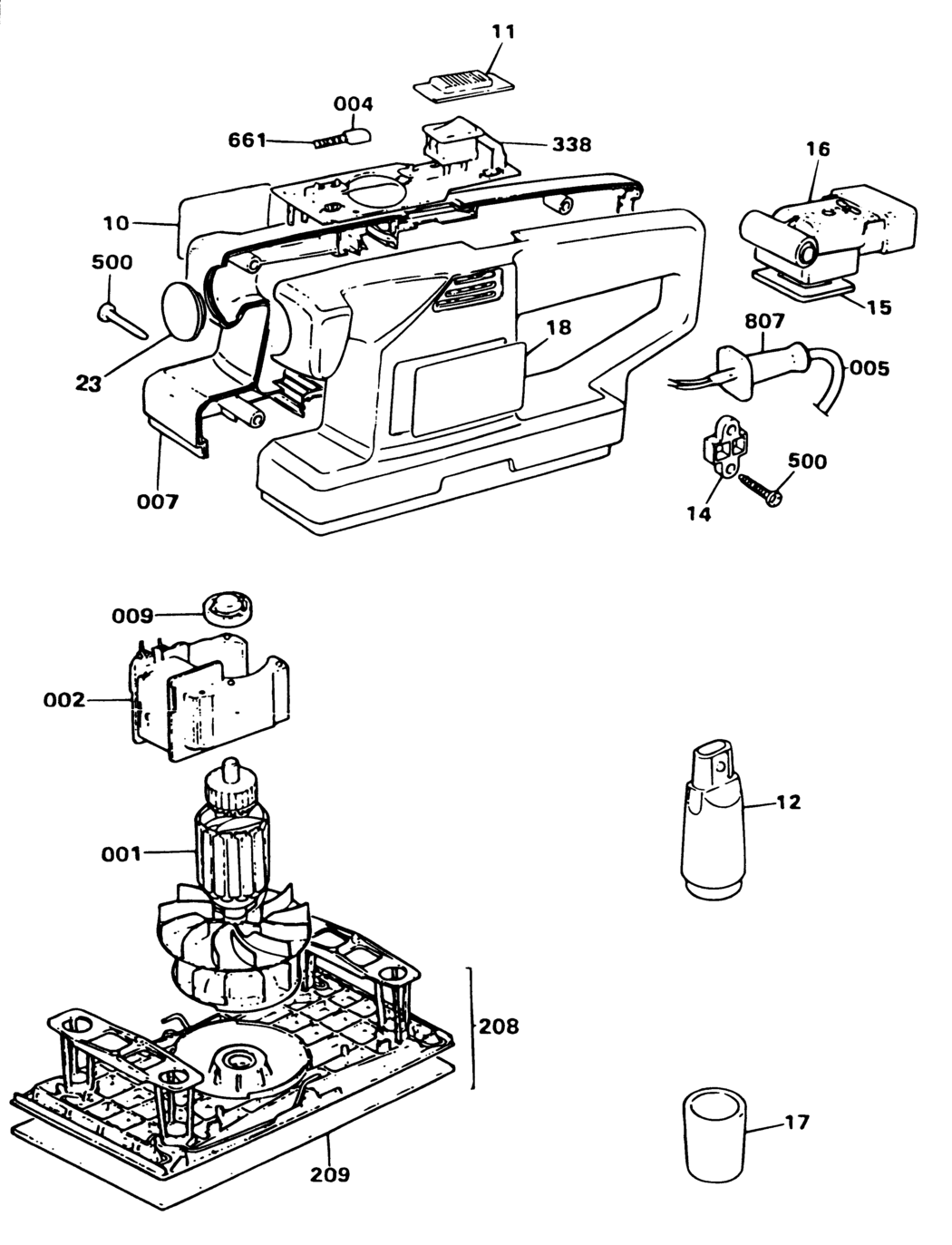 Black & Decker CP135 Type 1 Sander Spare Parts