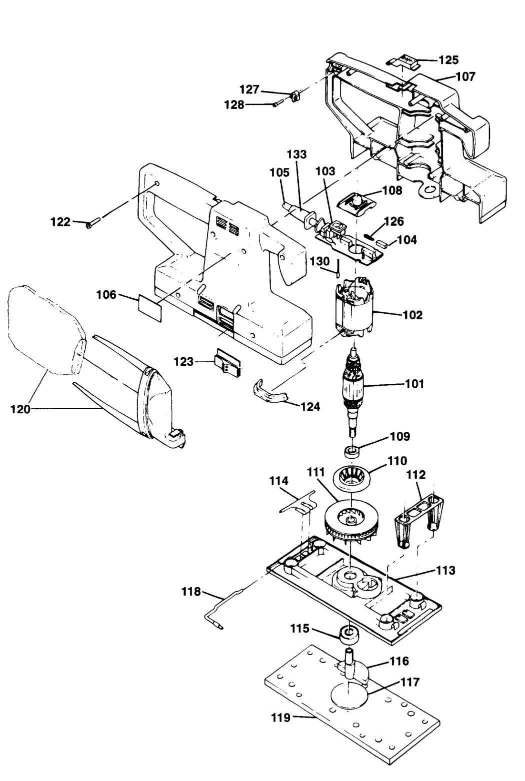 Black & Decker KA273 Type 1 Orbital Sander Spare Parts