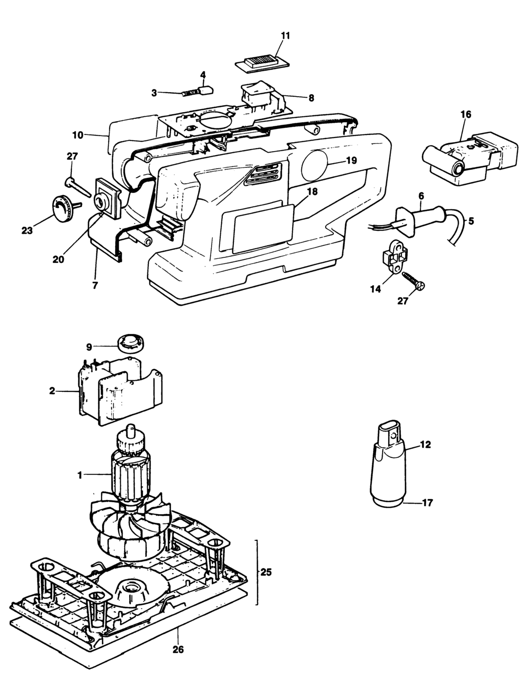 Black & Decker BD179E Type 1 Sander Spare Parts