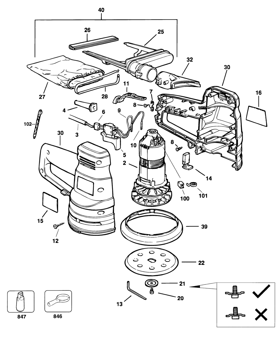 Black & Decker BD190 Type 1 Random Orbit Sander Spare Parts