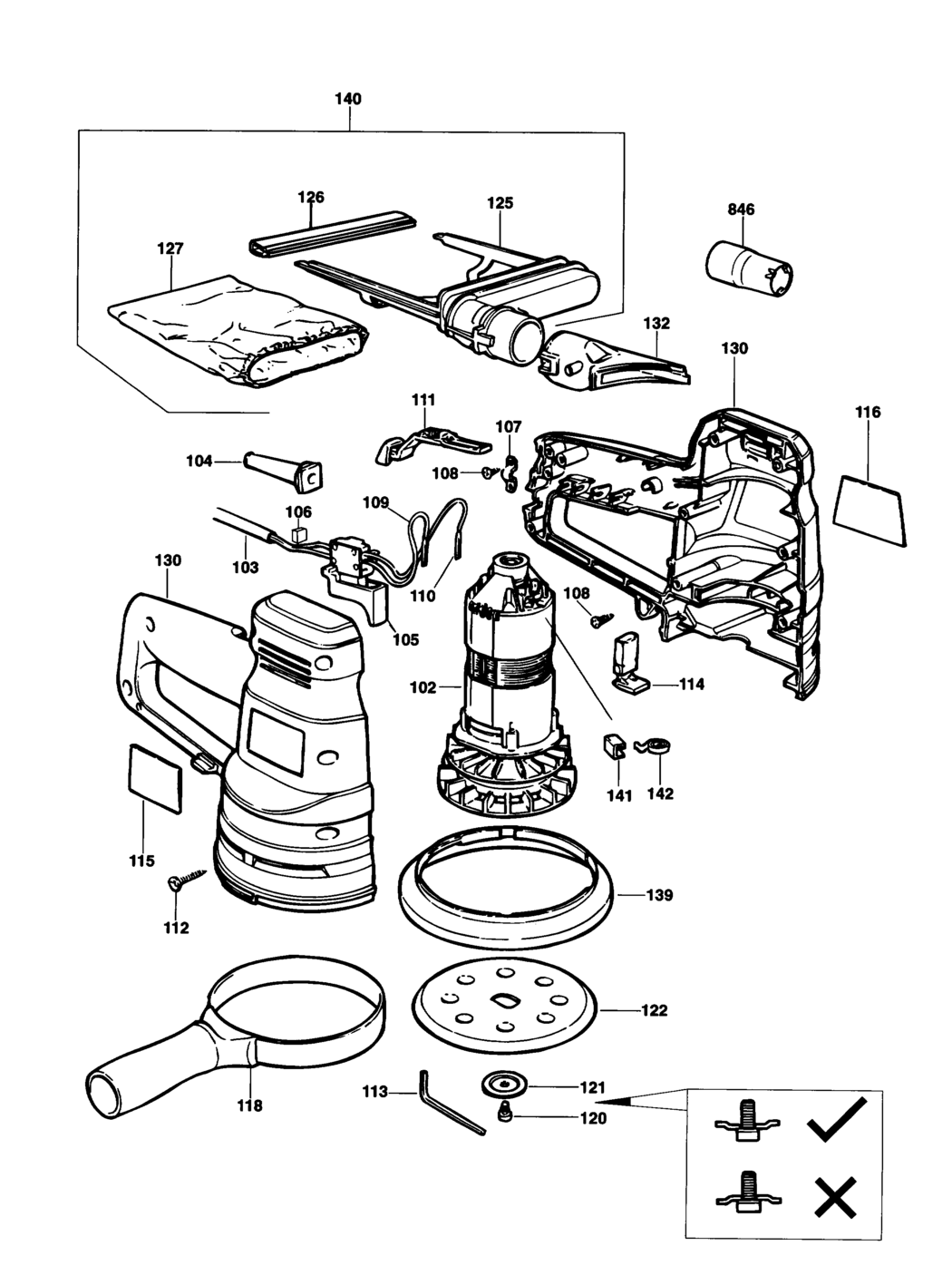 Black & Decker KA190 Type 1 Random Orbit Sander Spare Parts