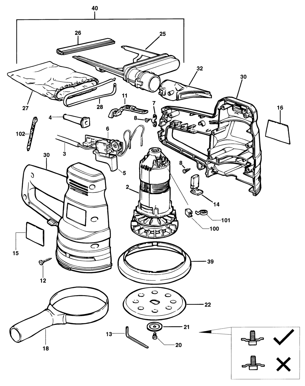 Black & Decker SPEC376 Type 1 Random Orbit Sander Spare Parts