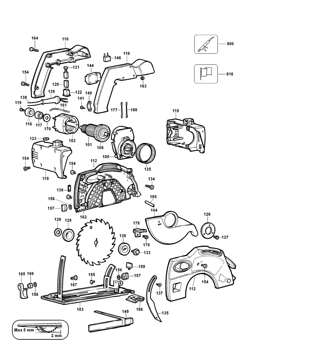 Black & Decker KS850N Type 1 Circular Saw Spare Parts