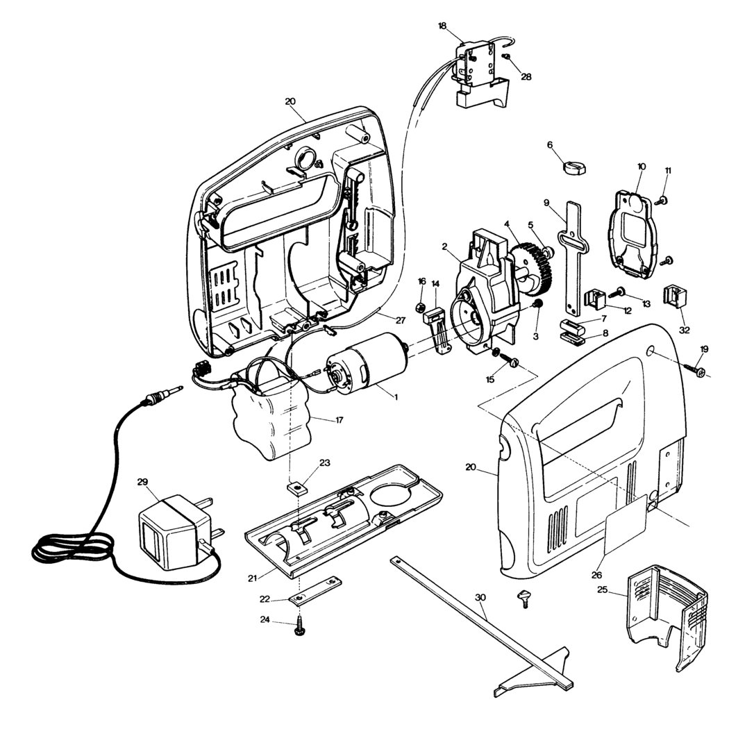 Black & Decker SC325 Type 1 Cordless Jigsaw Spare Parts