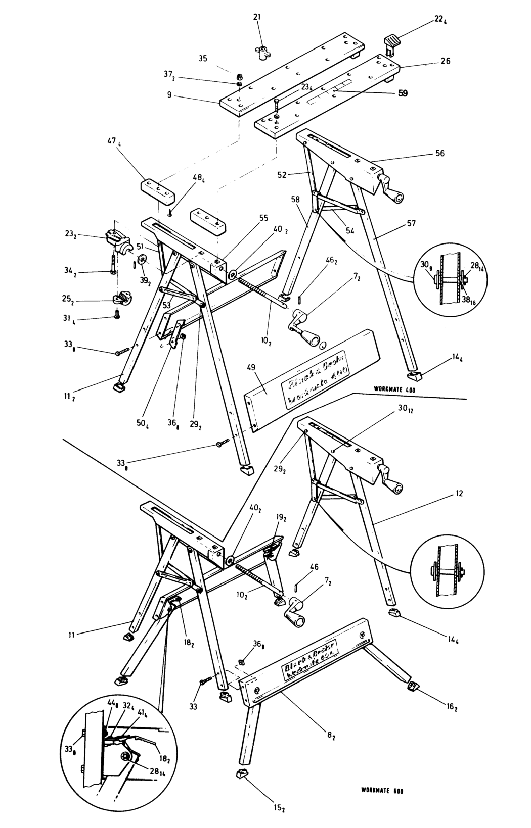 Black & Decker WM400 Type 1 Workmate Spare Parts