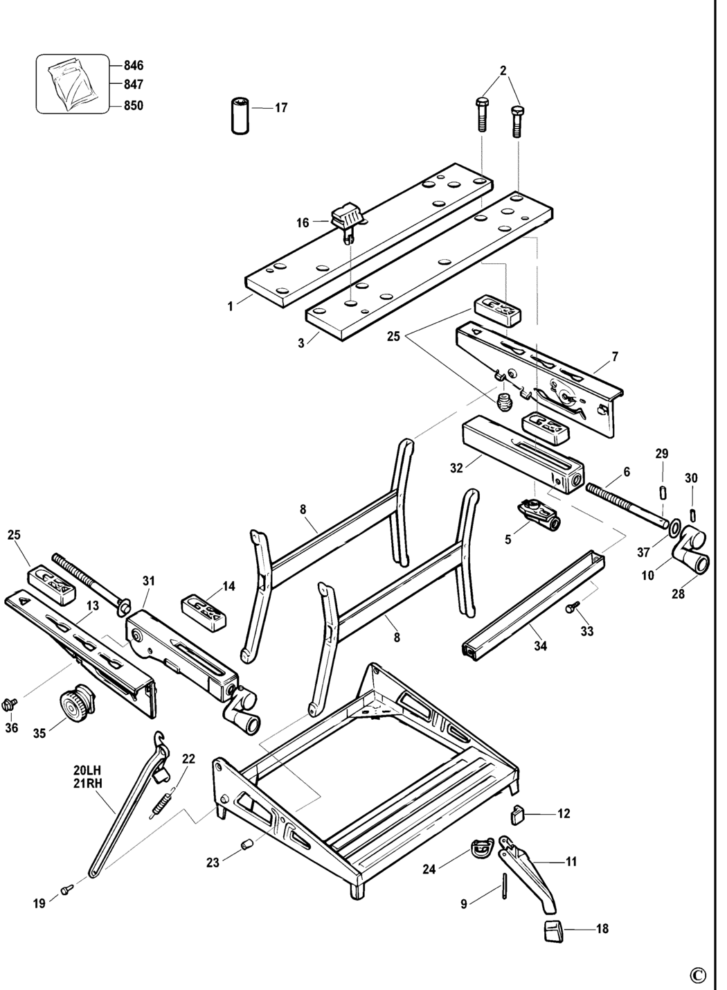 Black & Decker WM550 Type 1 Workmate Spare Parts