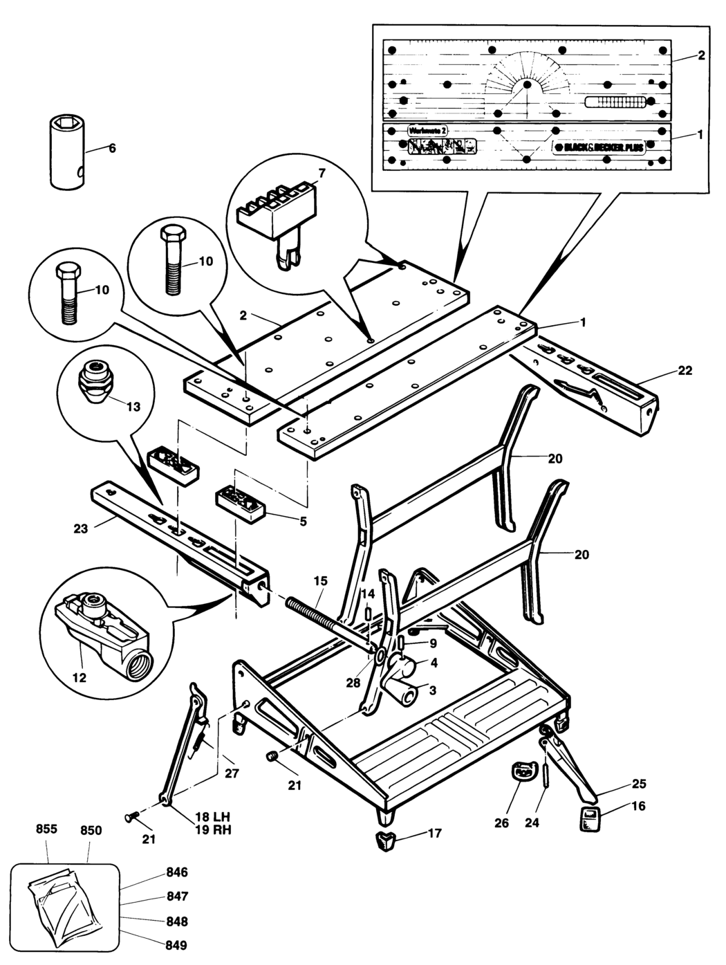 Black & Decker WM750 Type 1 Workmate Spare Parts