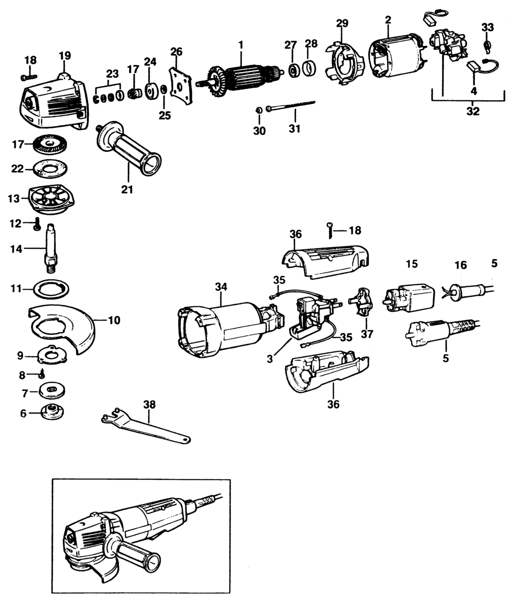 Black & Decker CP550 Type 1 Angle Grinder Spare Parts