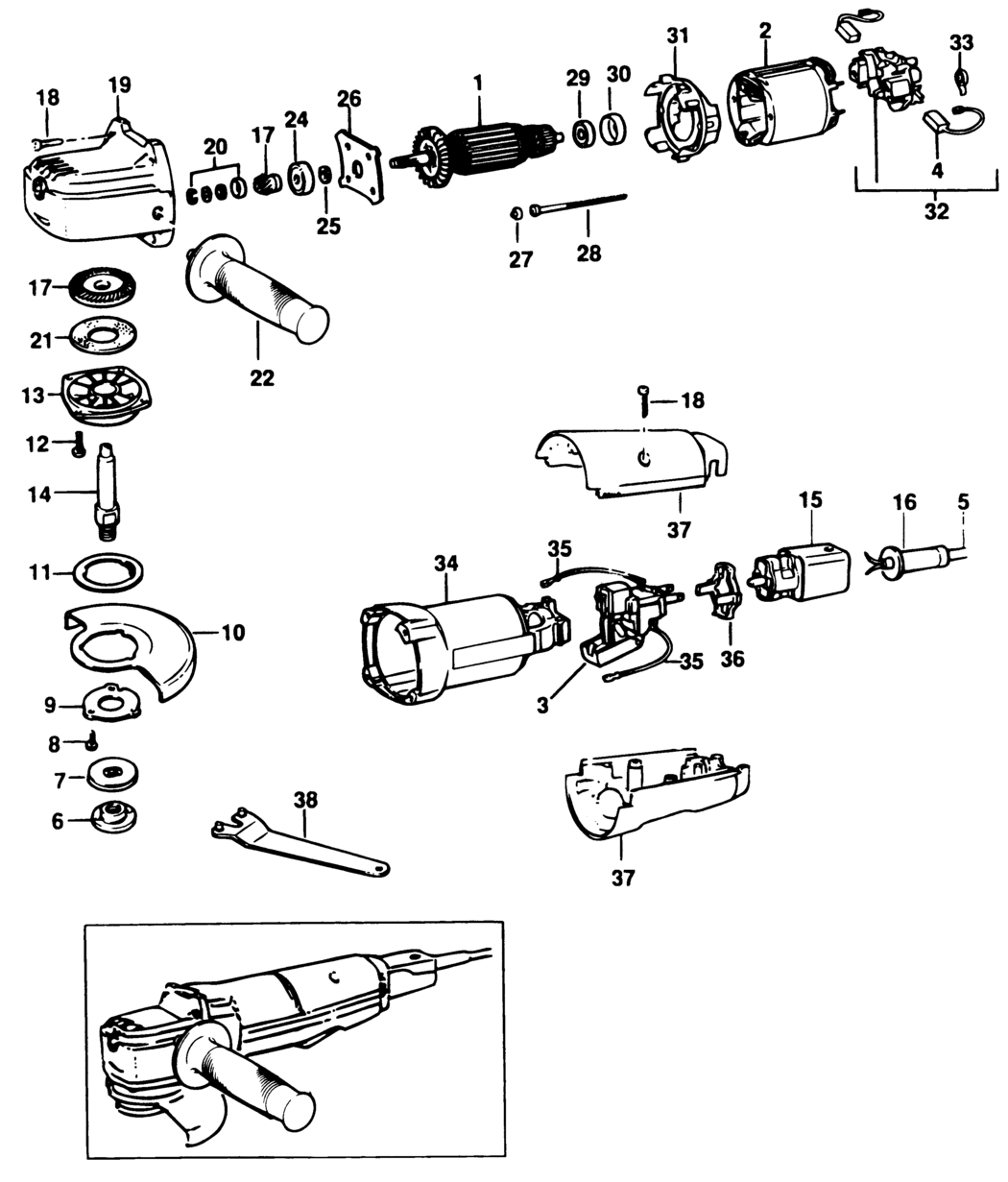 Black & Decker P5413B Type 1 Angle Grinder Spare Parts