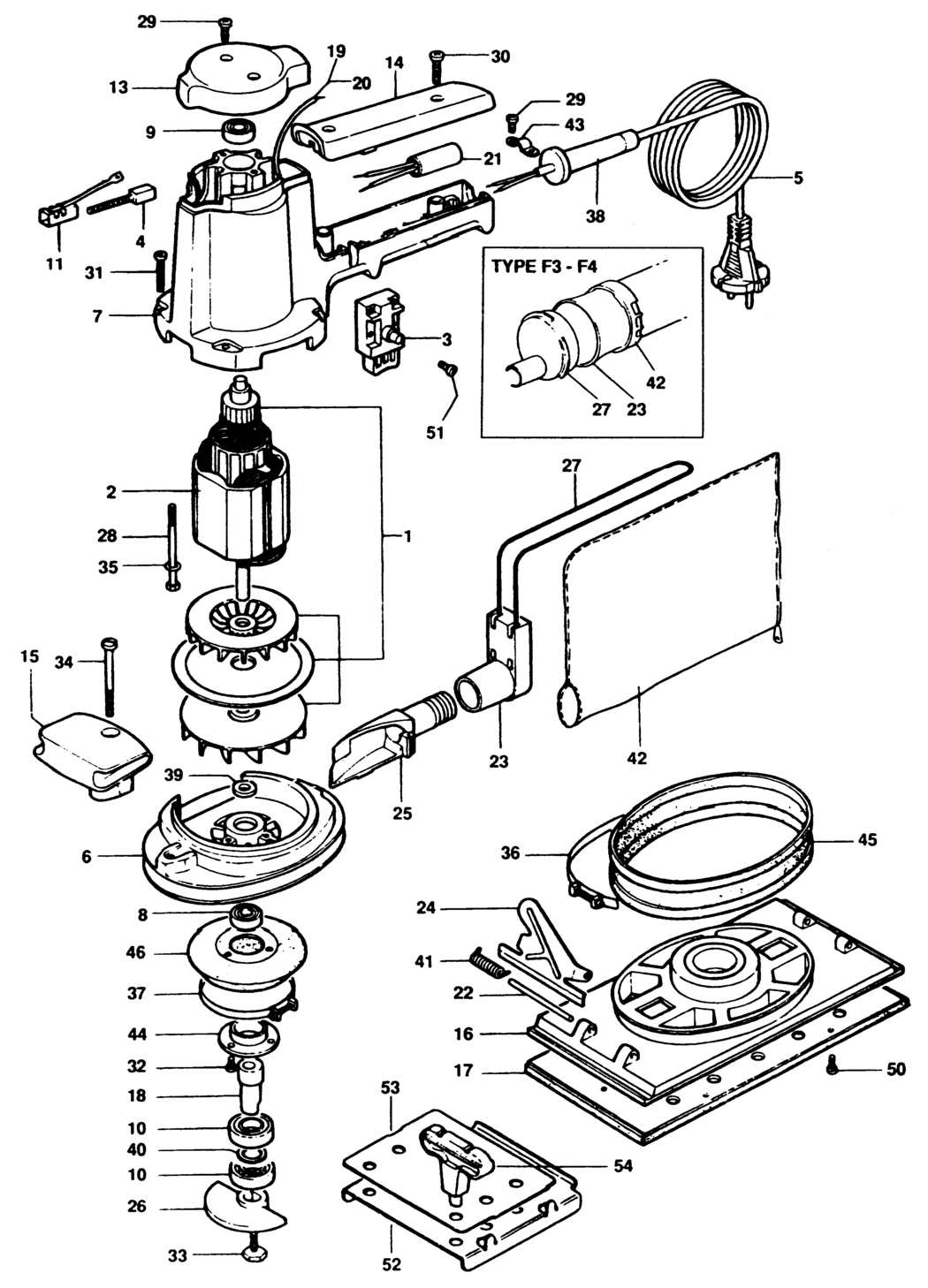 Black & Decker HD2120 Type 1 Sander Spare Parts