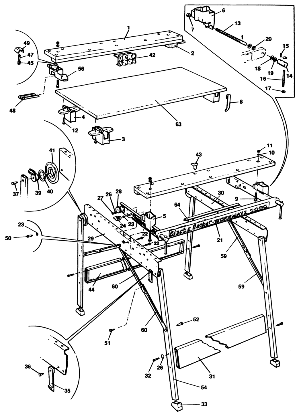 Black & Decker WM1000 Type 1 Workmate Spare Parts