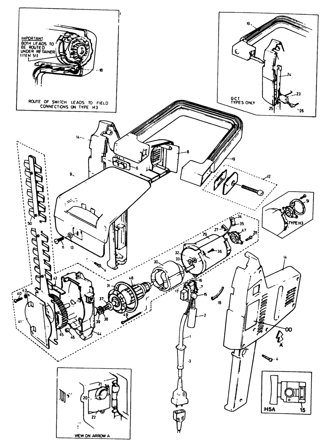 Black & Decker GCT600 Type 1 Hedgetrimmer Spare Parts