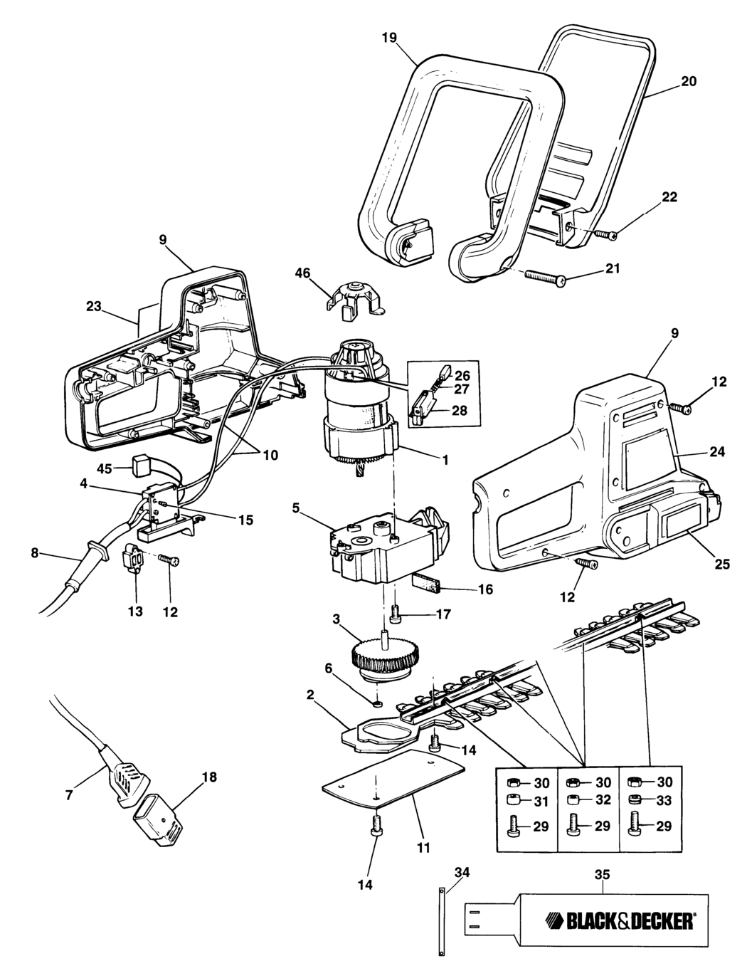 Black & Decker GT230P Type 1 Hedgetrimmer Spare Parts