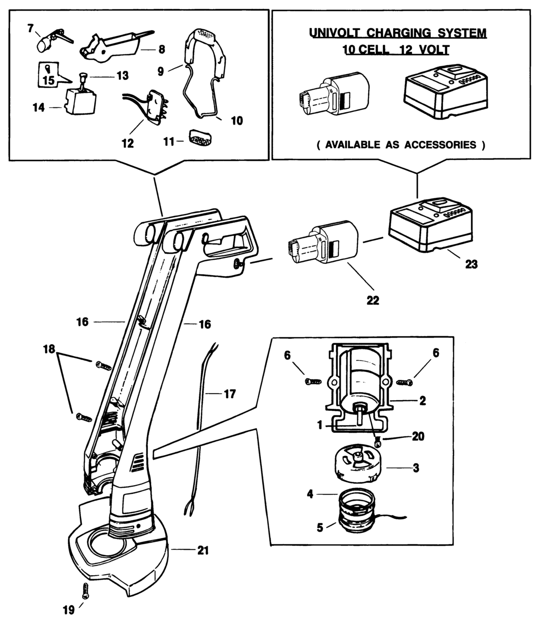 Black & Decker GLC401 Type 1 Cordless String Trimmer Spare Parts