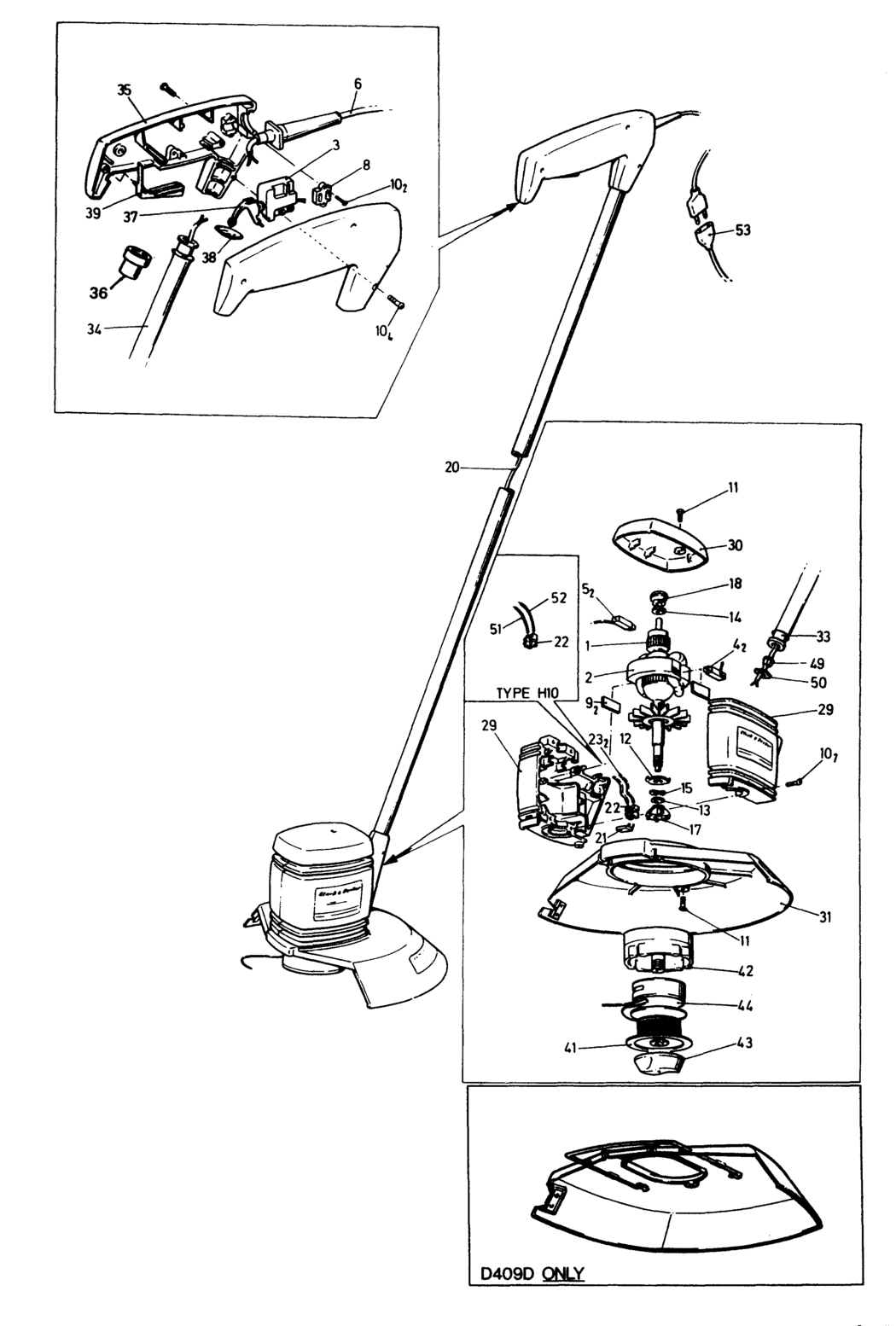 Black & Decker D409 Type 10 String Trimmer Spare Parts