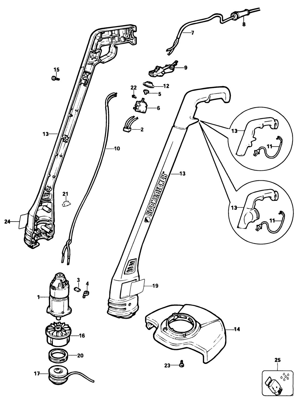 Black & Decker GL300 Type H1A String Trimmer Spare Parts