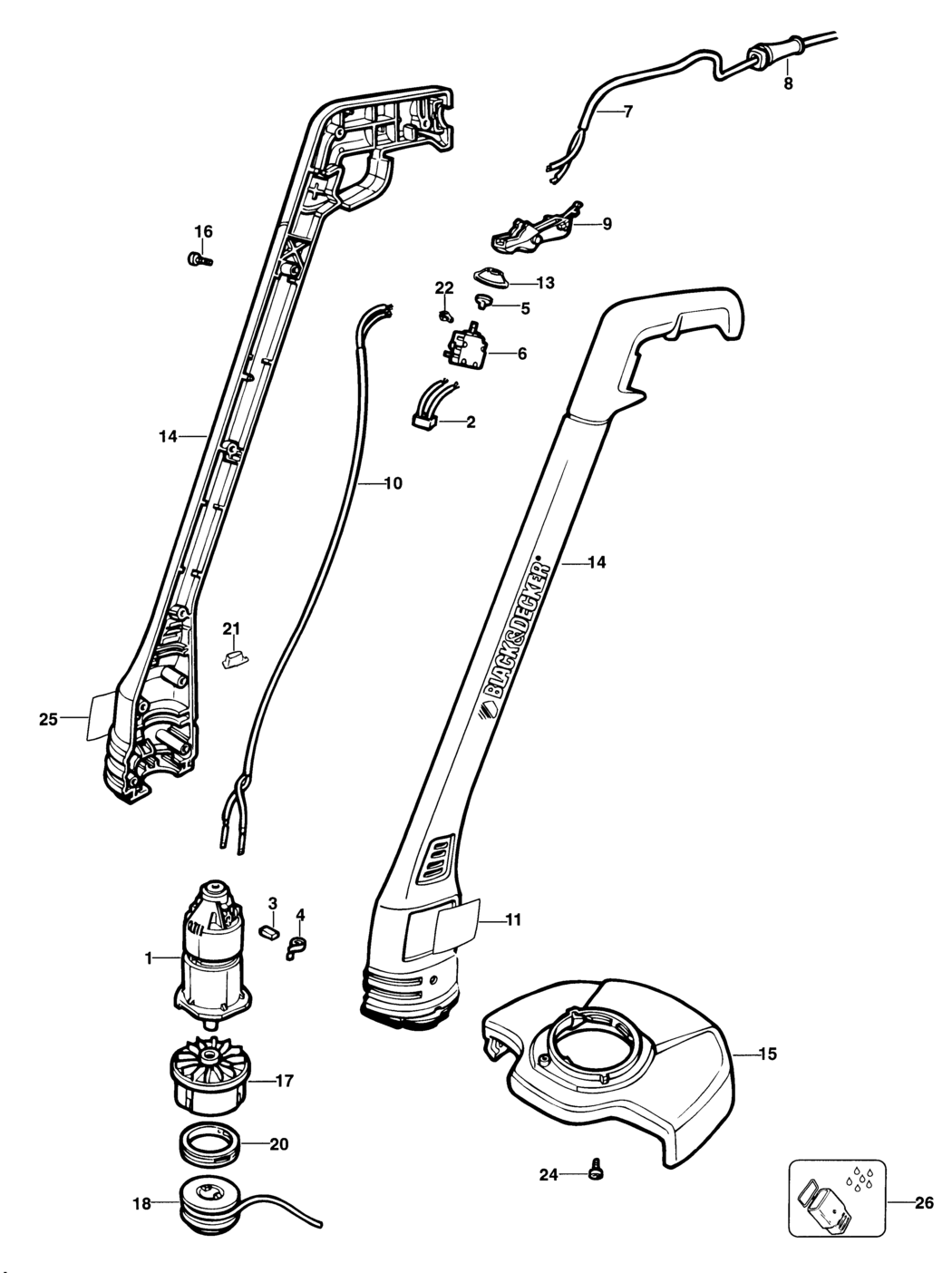 Black & Decker GL320 Type 1 String Trimmer Spare Parts