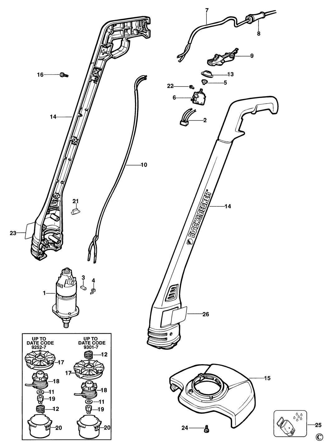 Black & Decker GL335 Type 1 String Trimmer Spare Parts