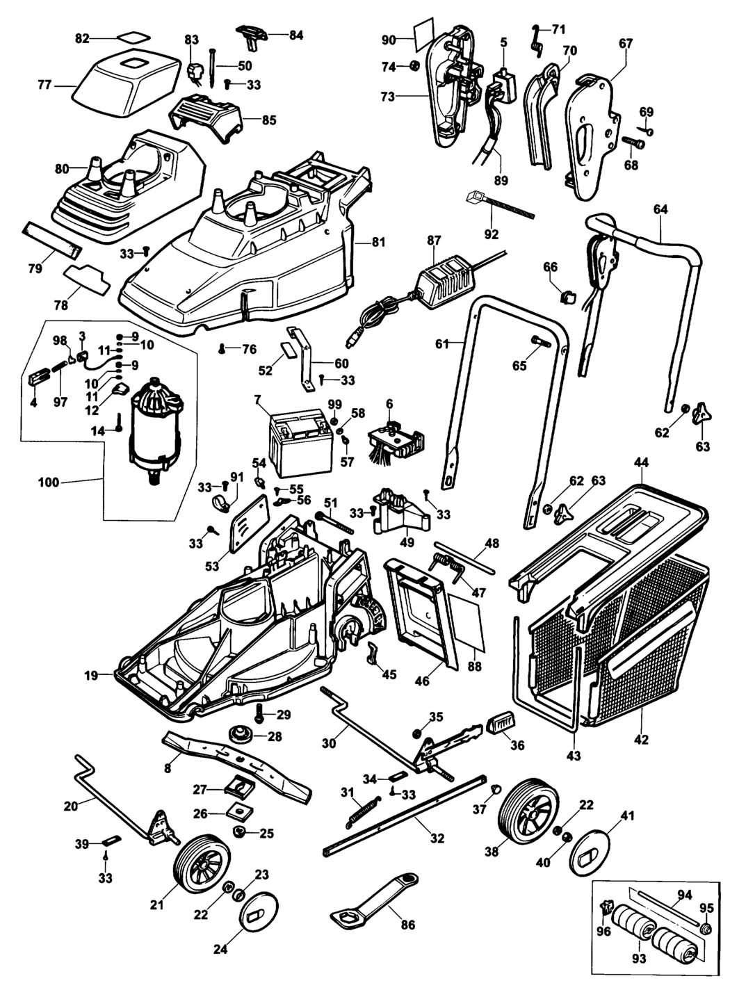 Black & Decker GRC840 Type 1 Cordless Mower Spare Parts