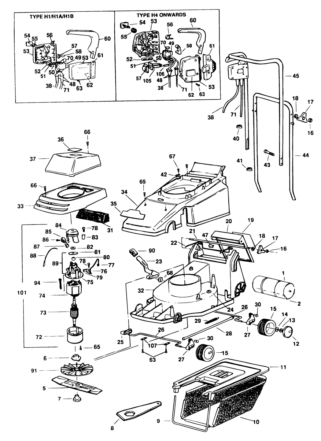 Black & Decker GR360 Type 1 Rotary Mower Spare Parts