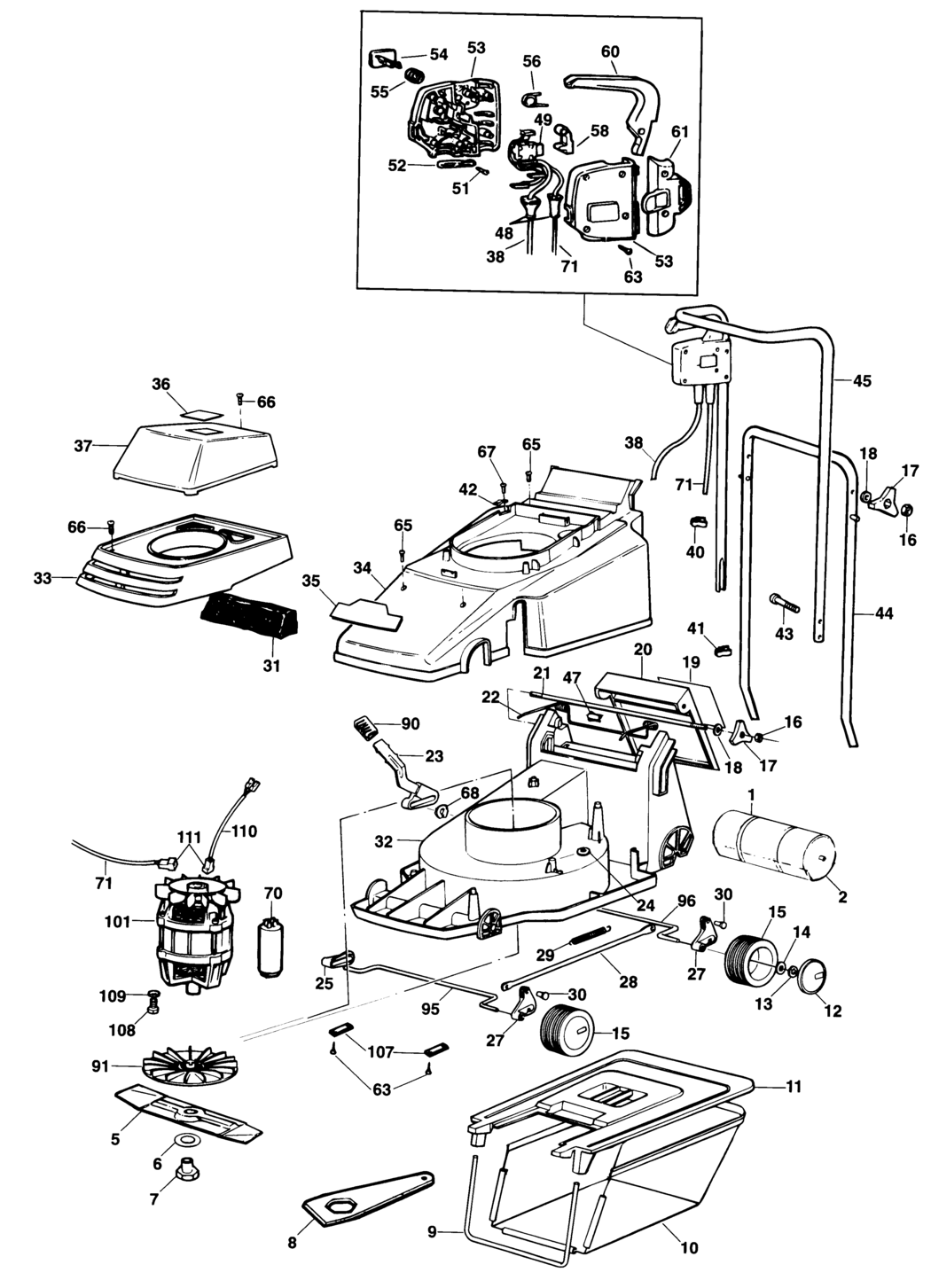 Black & Decker GR360 Type H4C Rotary Mower Spare Parts