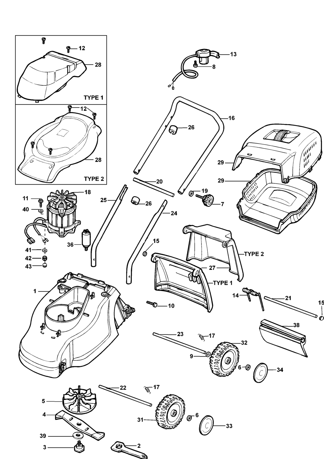 Black & Decker GR385 Type 1-2-3 Mower Spare Parts
