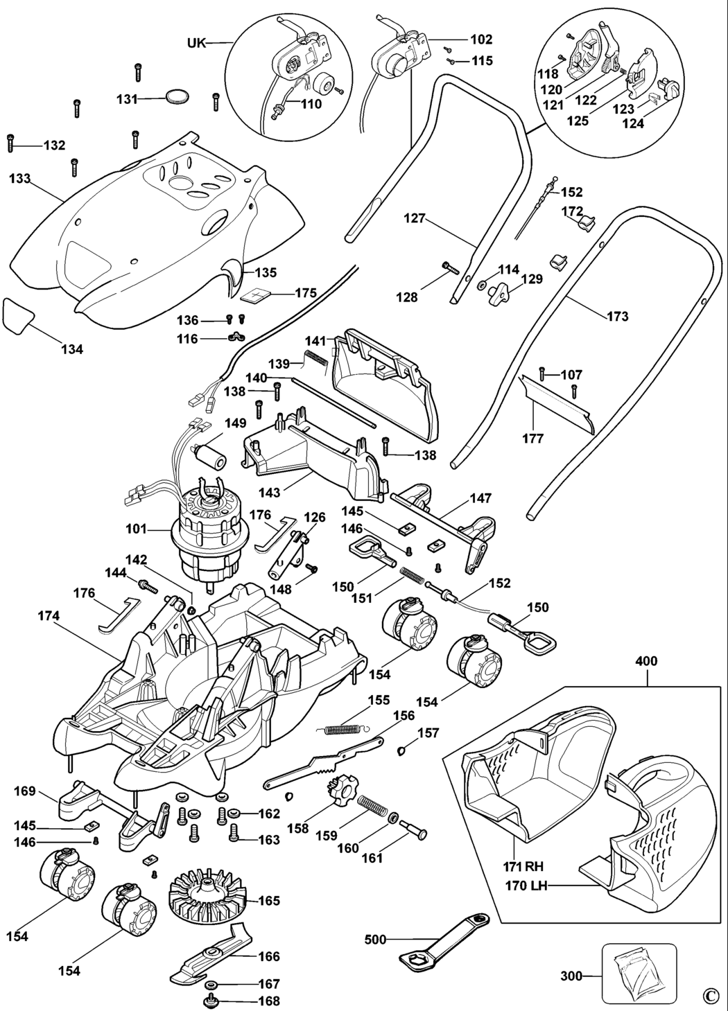 Black & Decker GF1838 Type 1 4x4 Mower Spare Parts