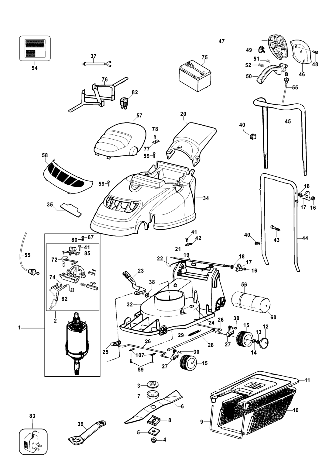 Black & Decker GRC730 Type 2 Mower Spare Parts
