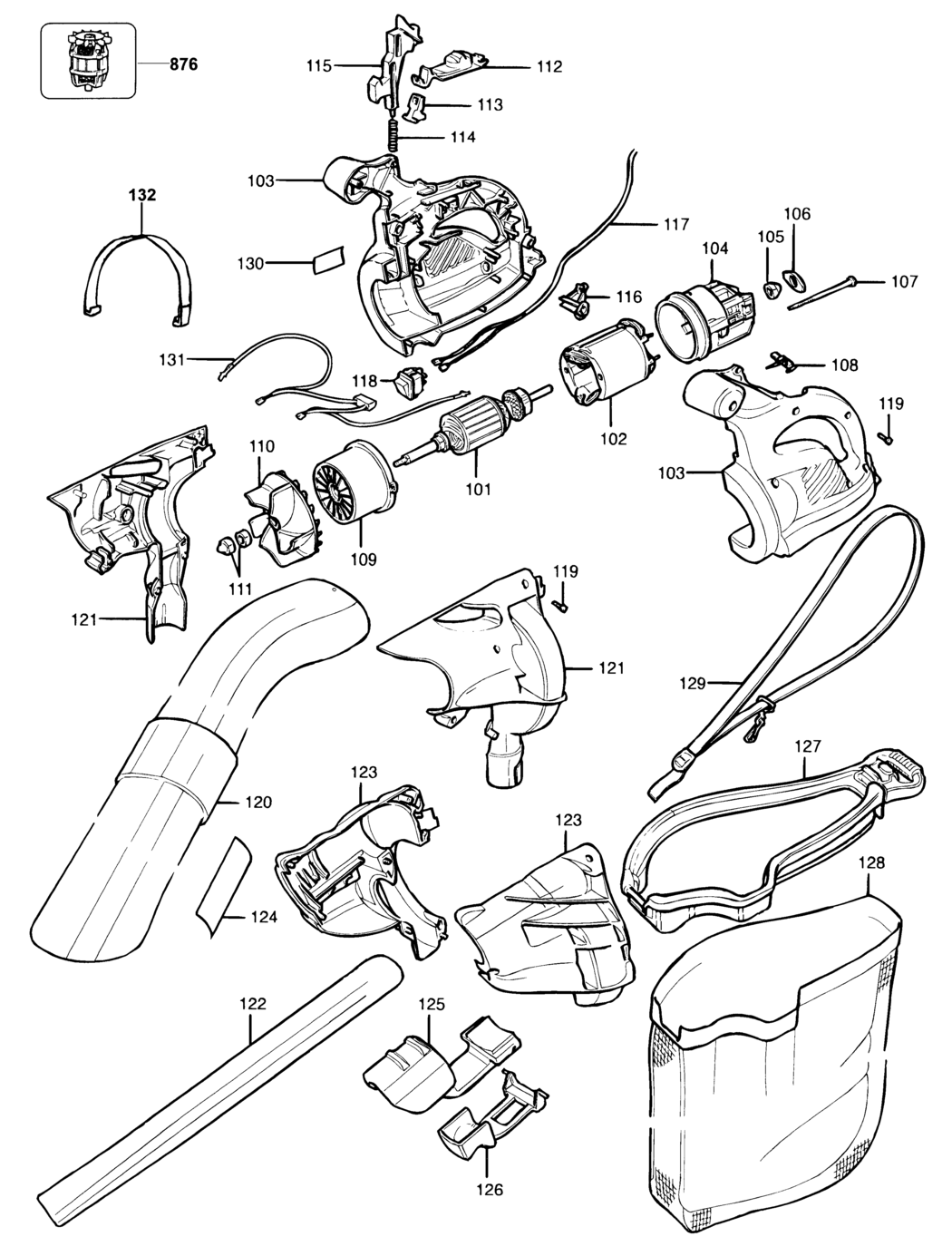 Black & Decker GW250 Type 1-2 Blowvac Spare Parts