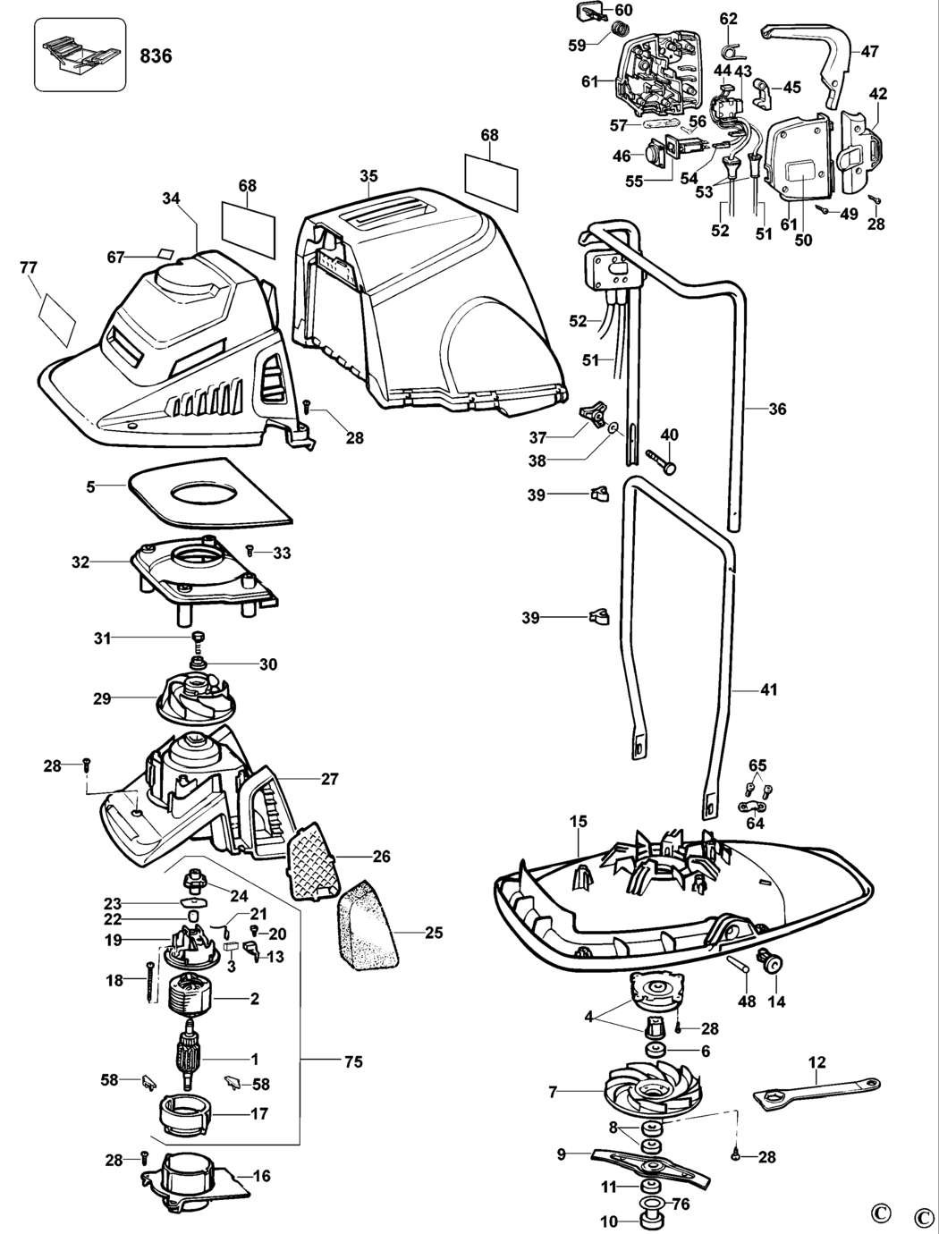Black & Decker GX530 Type 8 Hover Mower Spare Parts