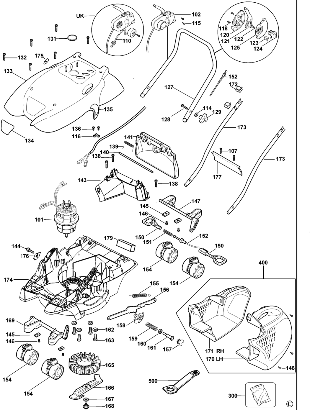 Black & Decker GF1034 Type 2 Rotary Mower Spare Parts